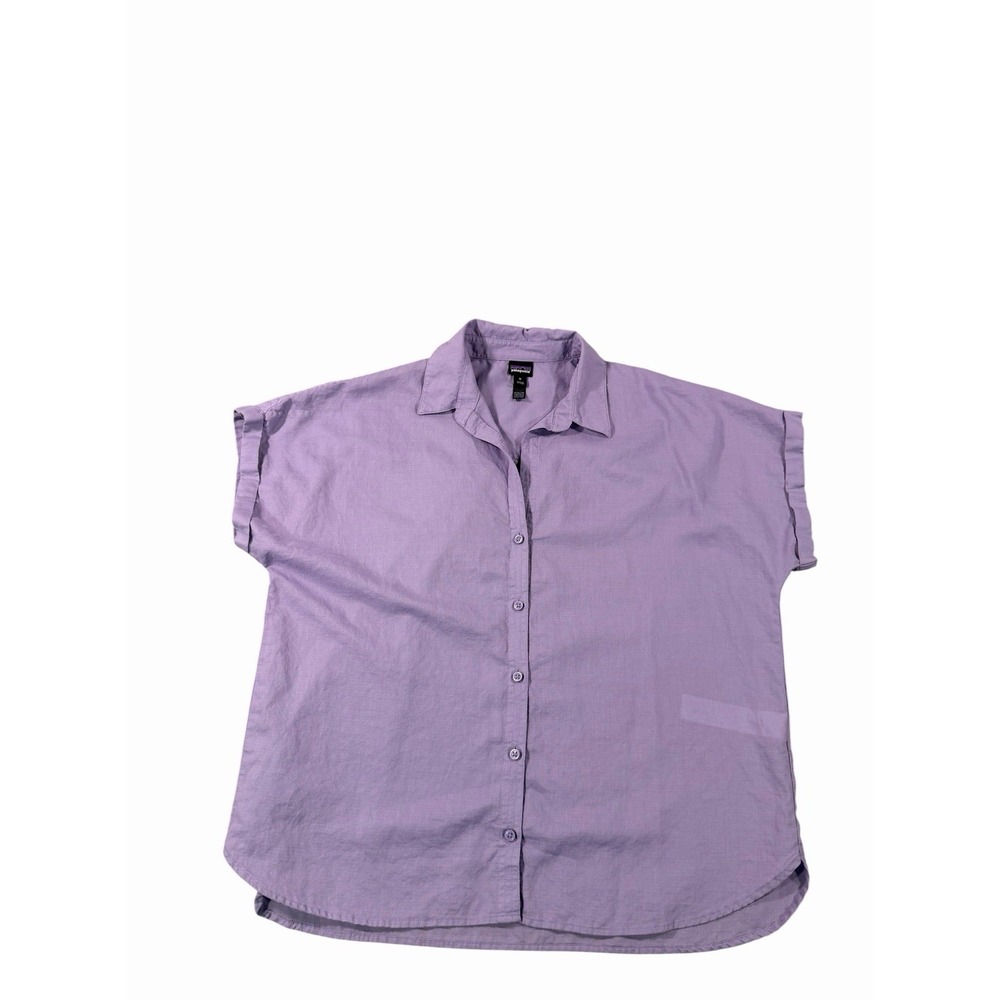 Patagonia Women's M Lightweight A/C Shirt Purple Organic Cotton Hemp Boxy
